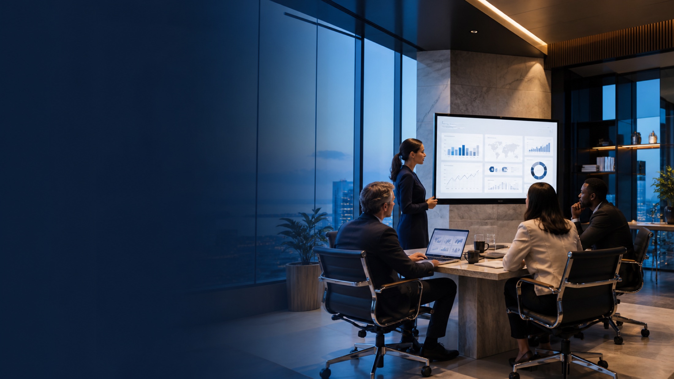 Executive team evaluating applied artificial intelligence opportunities