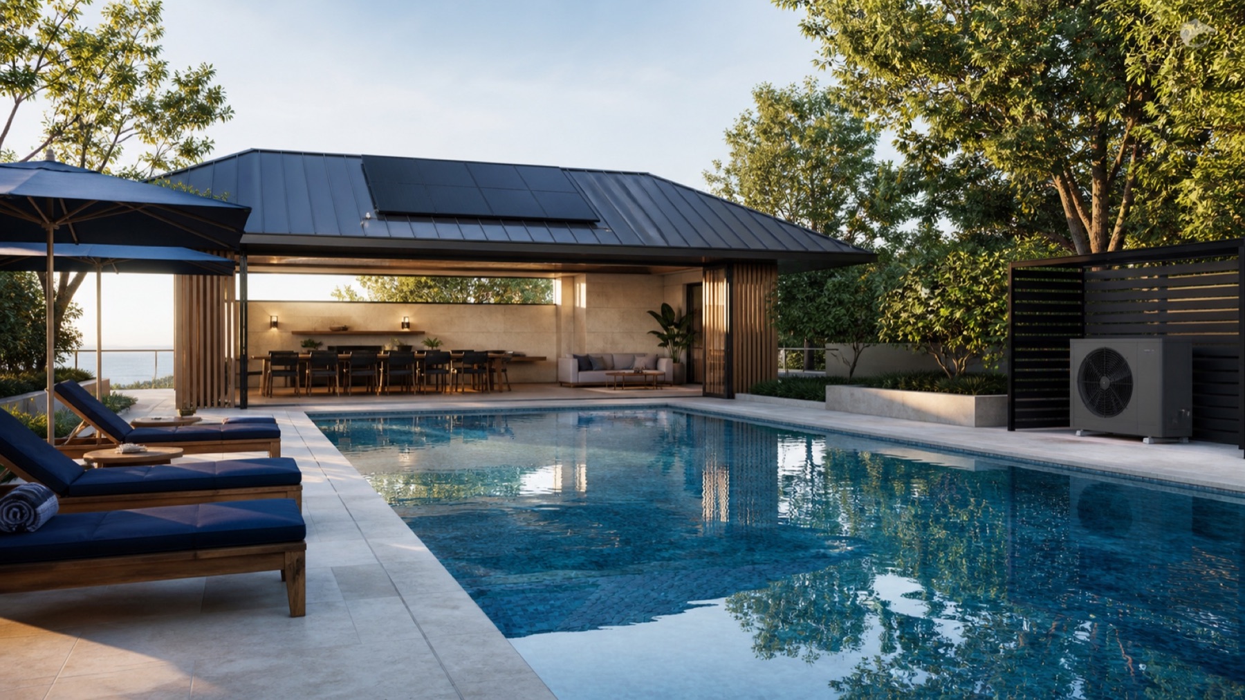 Solar thermal system integrated with a pool