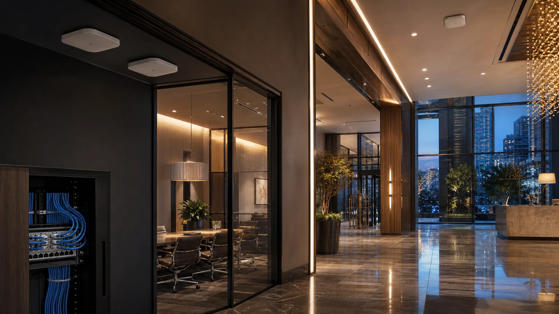 Premium lobby and office with professional connectivity and infrastructure